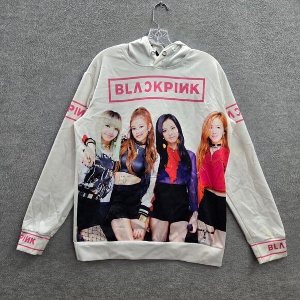 Black Pink Women‎ Top M White Hoodie Korean Pop K-Pop Jenny Jisoo Lisa Rose READ